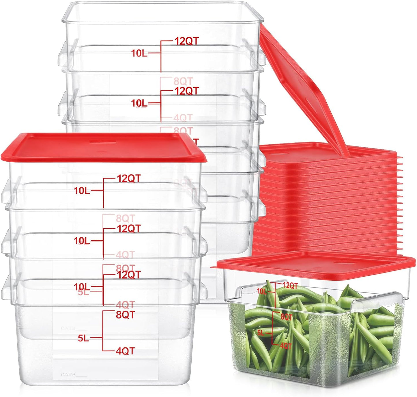 8 Set Recipientes Cuadrados Almacenamiento Alimentos Tapas