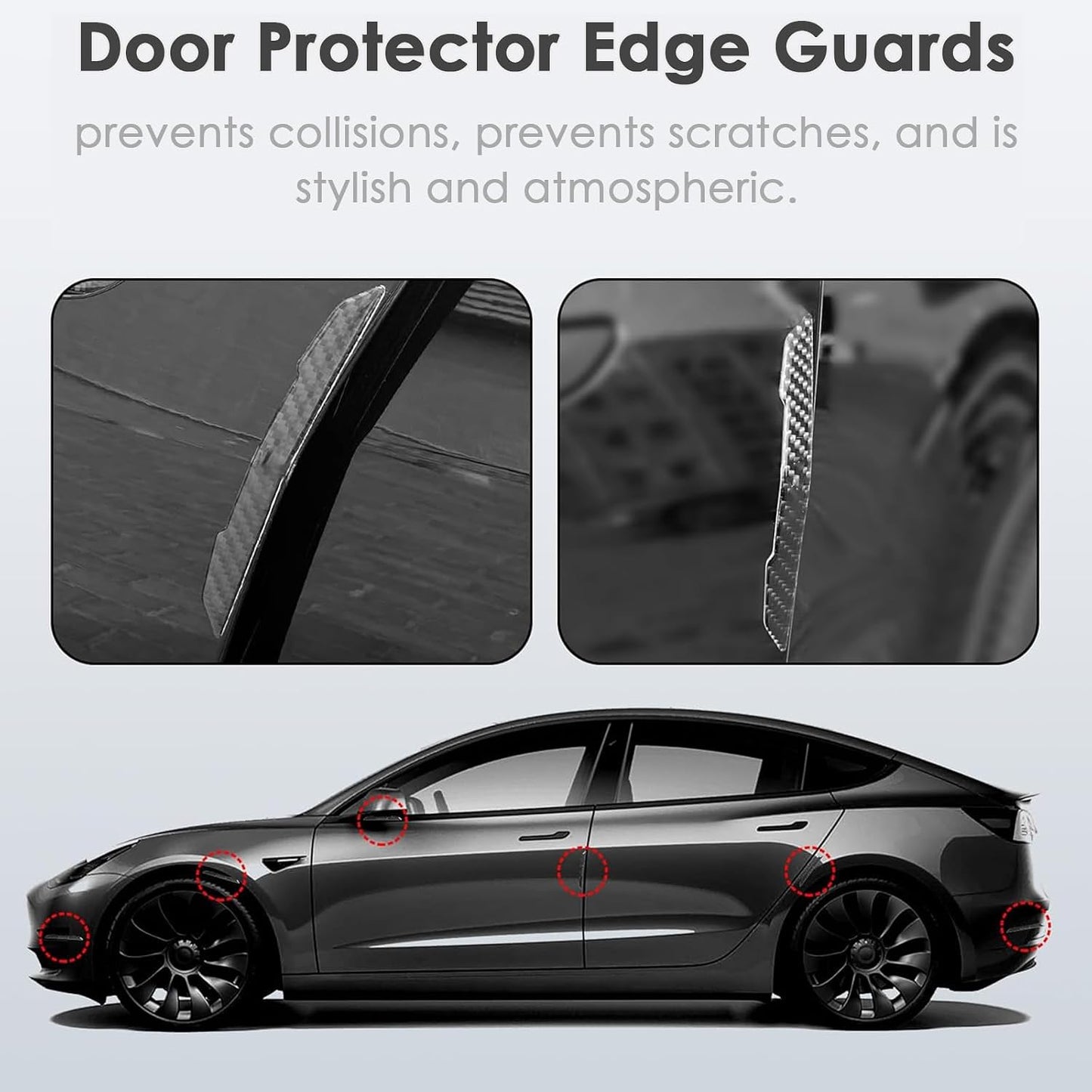 Protección bordes puerta Tesla Model 3 Y X fibra carbono
