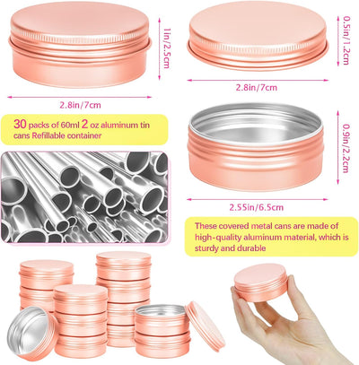 30 Pzas Latas Aluminio 2oz con Tapa para Lociones y Especias