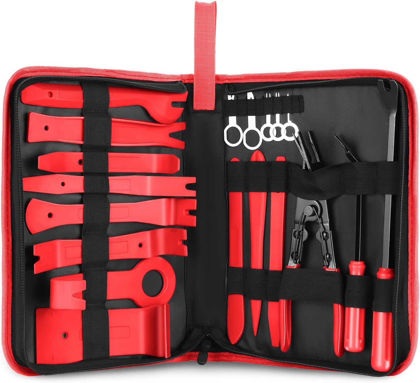 Kit herramientas extracción moldura auto alicates bolsa rojo