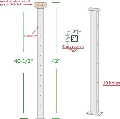 2 Barandillas Acero Inox Nivel 42pulg Perforado 1/8pulg