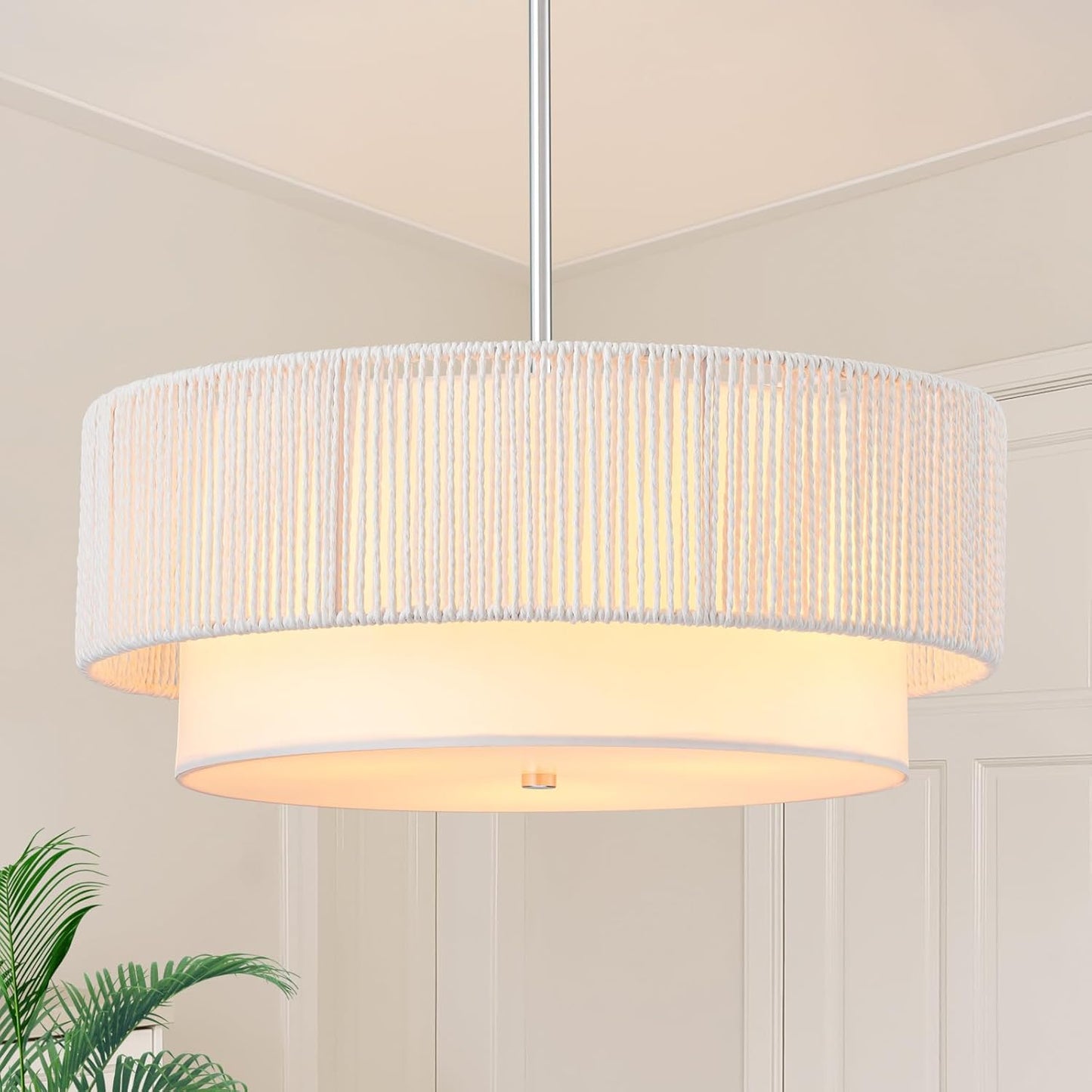 Candelabro Ratán Estilo Granja 18pulg 3 Luces para Comedor