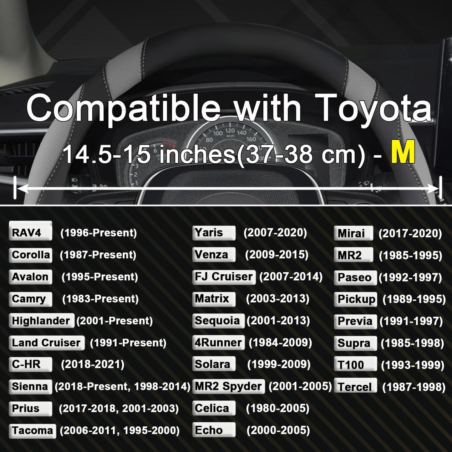 Funda volante Toyota Rav4 Corolla Camry Highlander negro