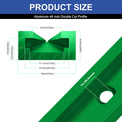 Pistas T aluminio 48pulg 8pzas doble corte color verde