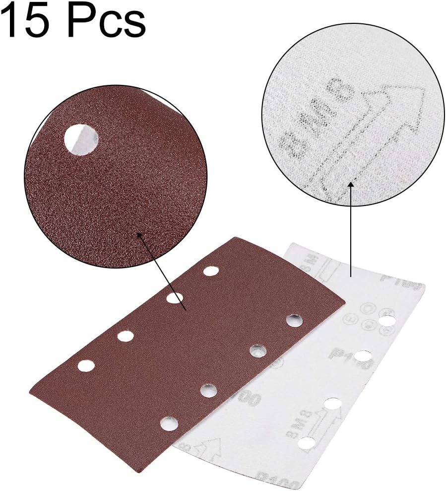 15 Pzas Hoja Lijadora 100 Grit Gancho y Bucle