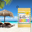 Bandera jardín playa 12x18pulg doble cara texto hello summer