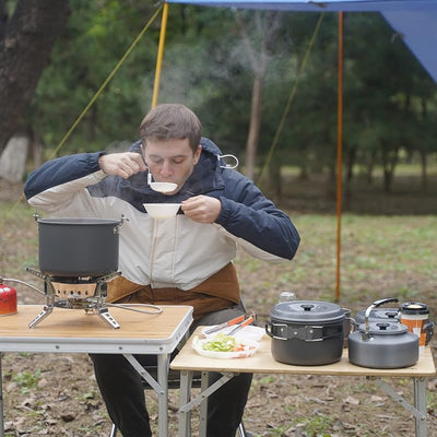 Set 13 Utensilios Cocina Antiadherente para Acampar Picnic