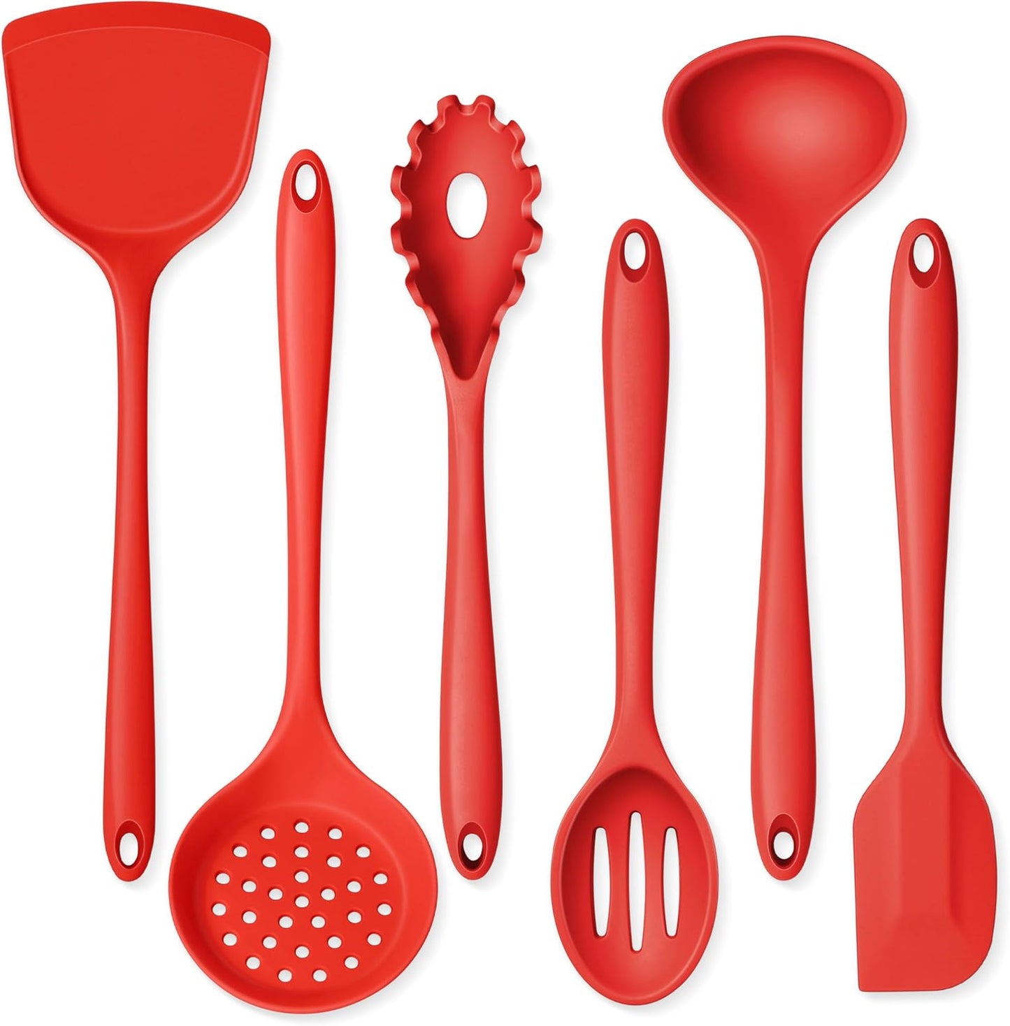 Set 6 Utensilios Cocina Silicona Rojos Antiadherentes