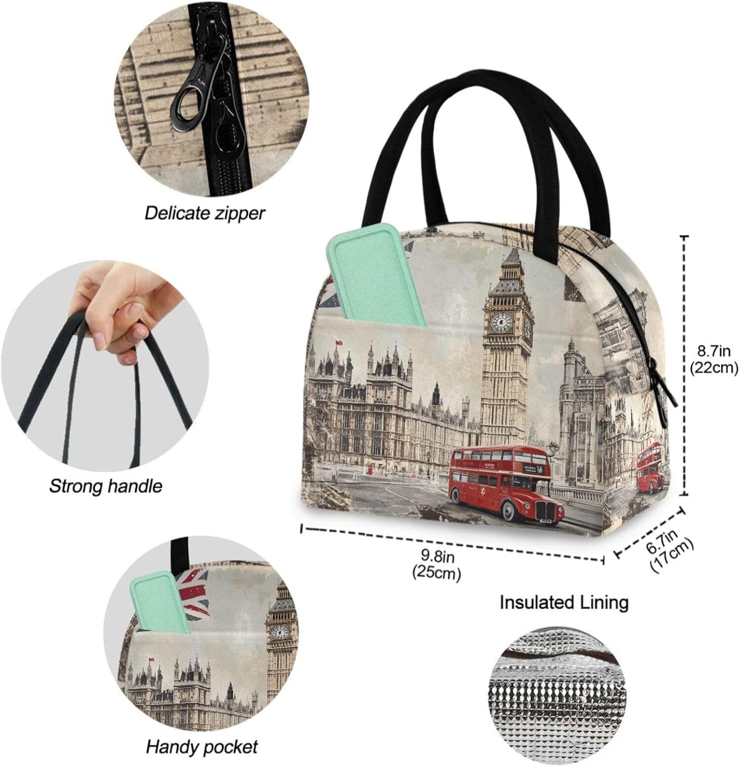 Bolsa reutiliz. con bandera Big Ben bolsillo frontal