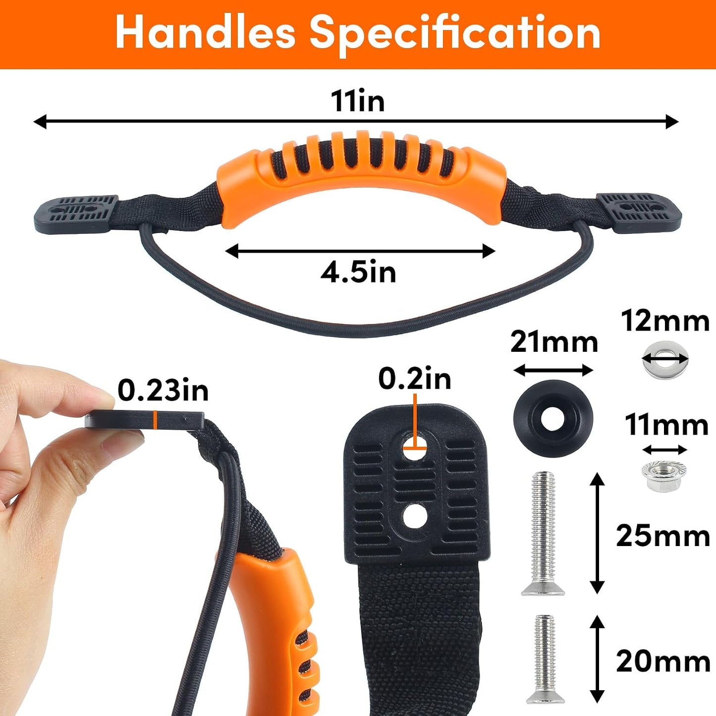 Asas de kayak naranja con cuerda elástica para transporte