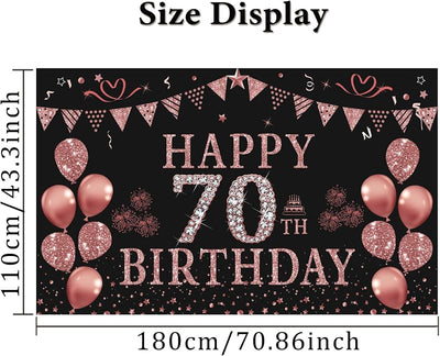 Pancarta cumpleaños 70 en oro rosa 5.9x3.6pies