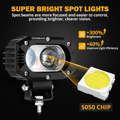 Luz LED cuadrada 4pulg haz punto blanco 60W Jeep Wrangler camioneta