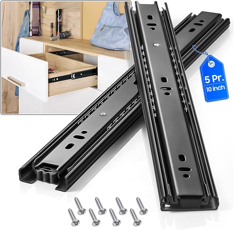 5 Pzas Correderas Cajones 12-24" Rieles Cocina