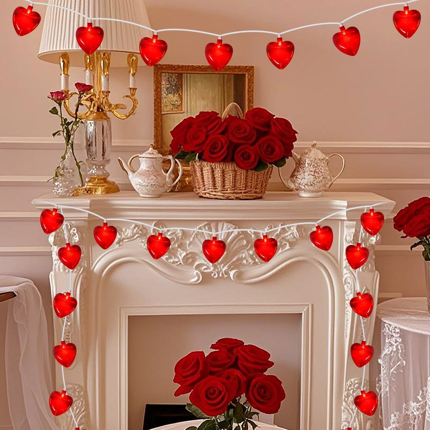 Guirnalda luces corazón rojo 8.5ft 10 LED boda fiestas