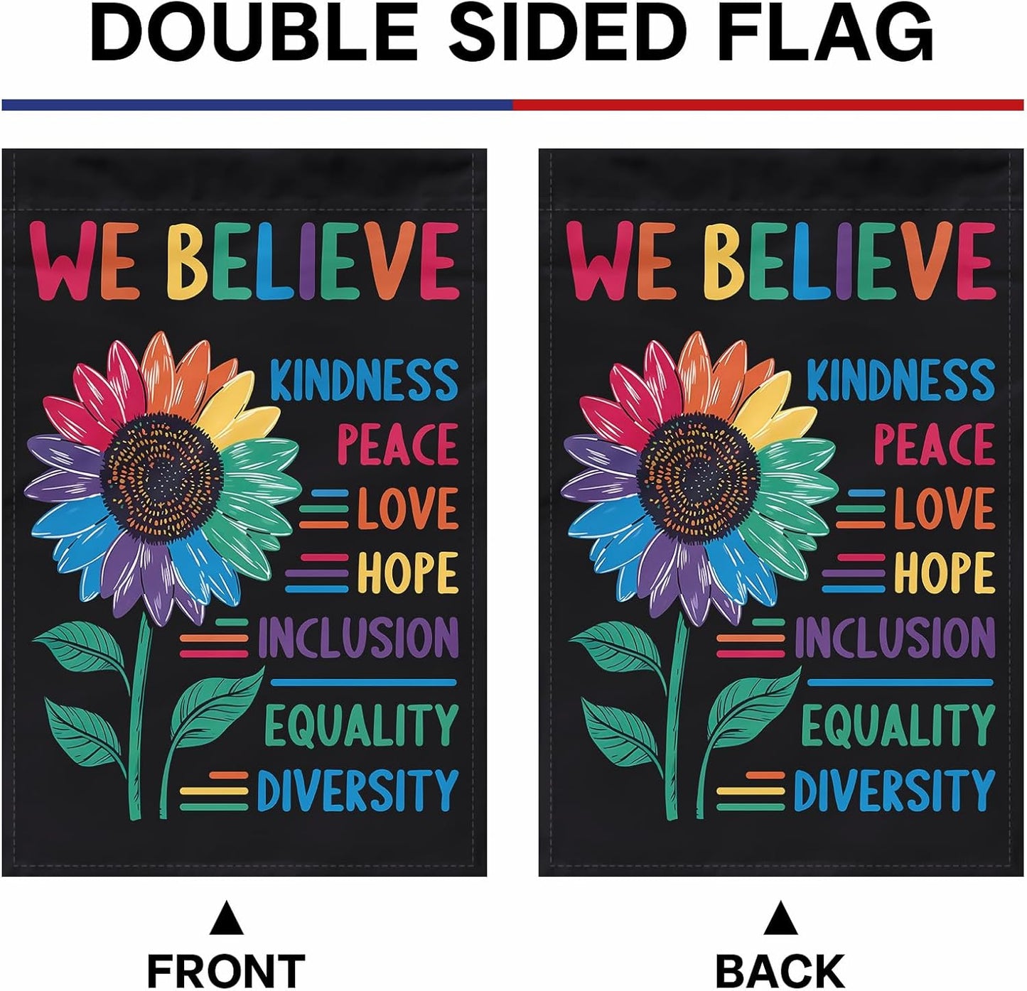 Bandera Girasol con Orgullo Paz Amor 12x18pulg