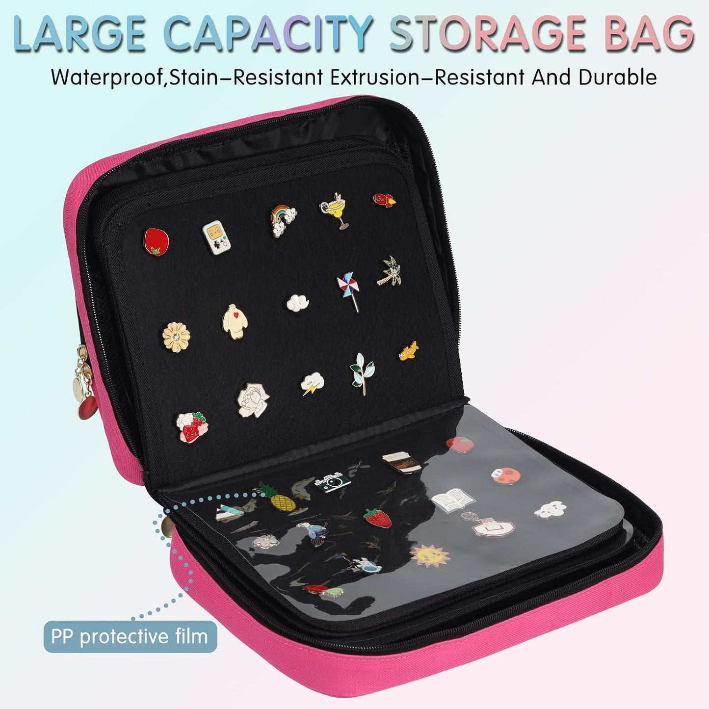 Bolsa exhibición pines esmaltados libro 8 páginas rosa