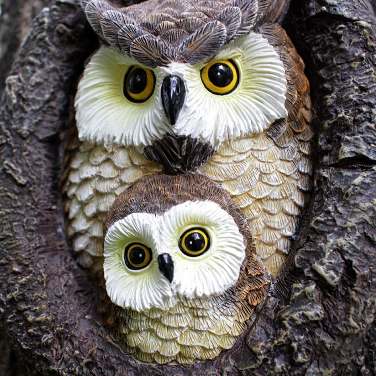 Escultura de búho y árbol para jardín duradero impermeable