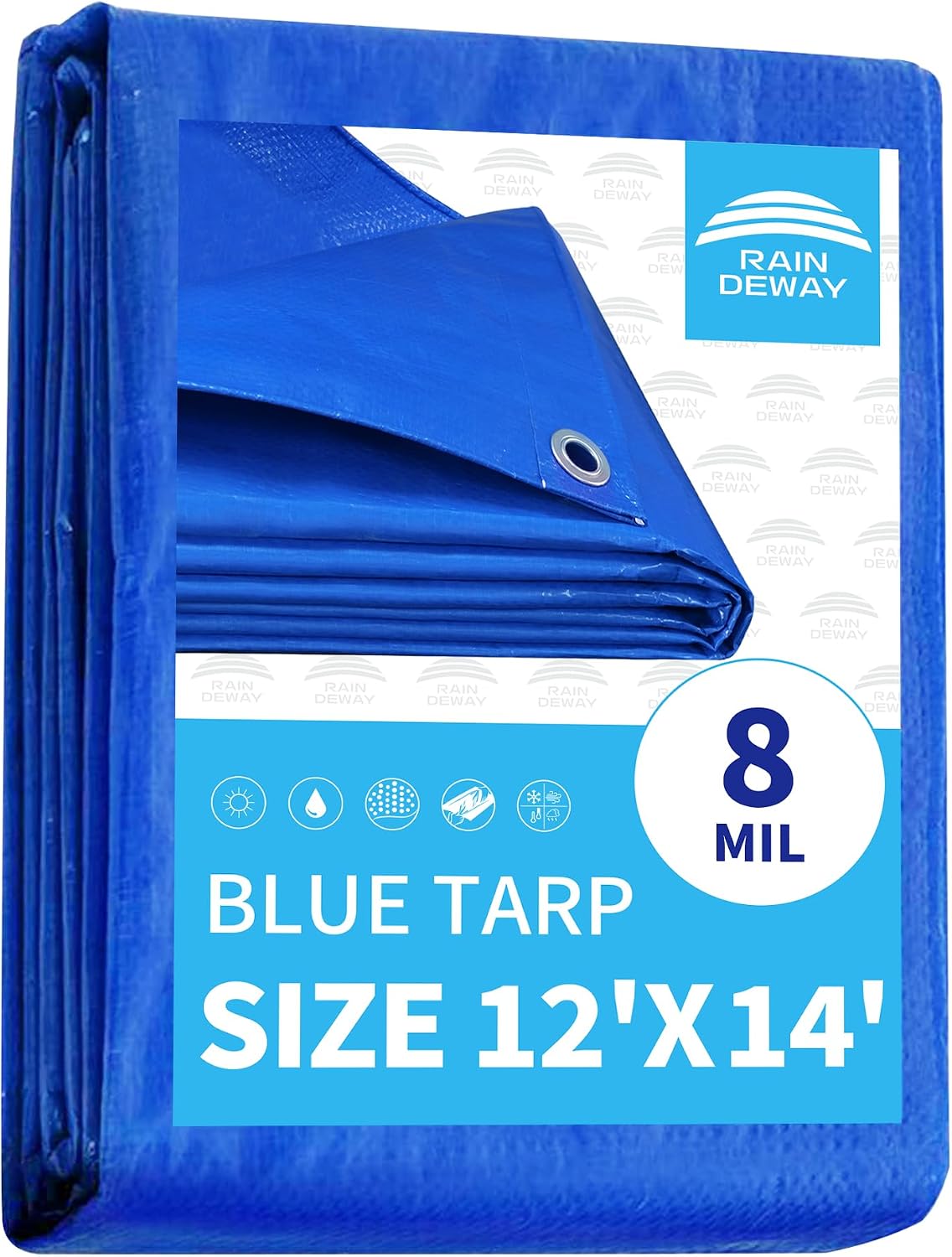 Lona azul 12x14ft 0.315pulg UV resistente impermeable