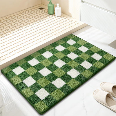 Alfombra baño suave antideslizante color verde absorbente lavable