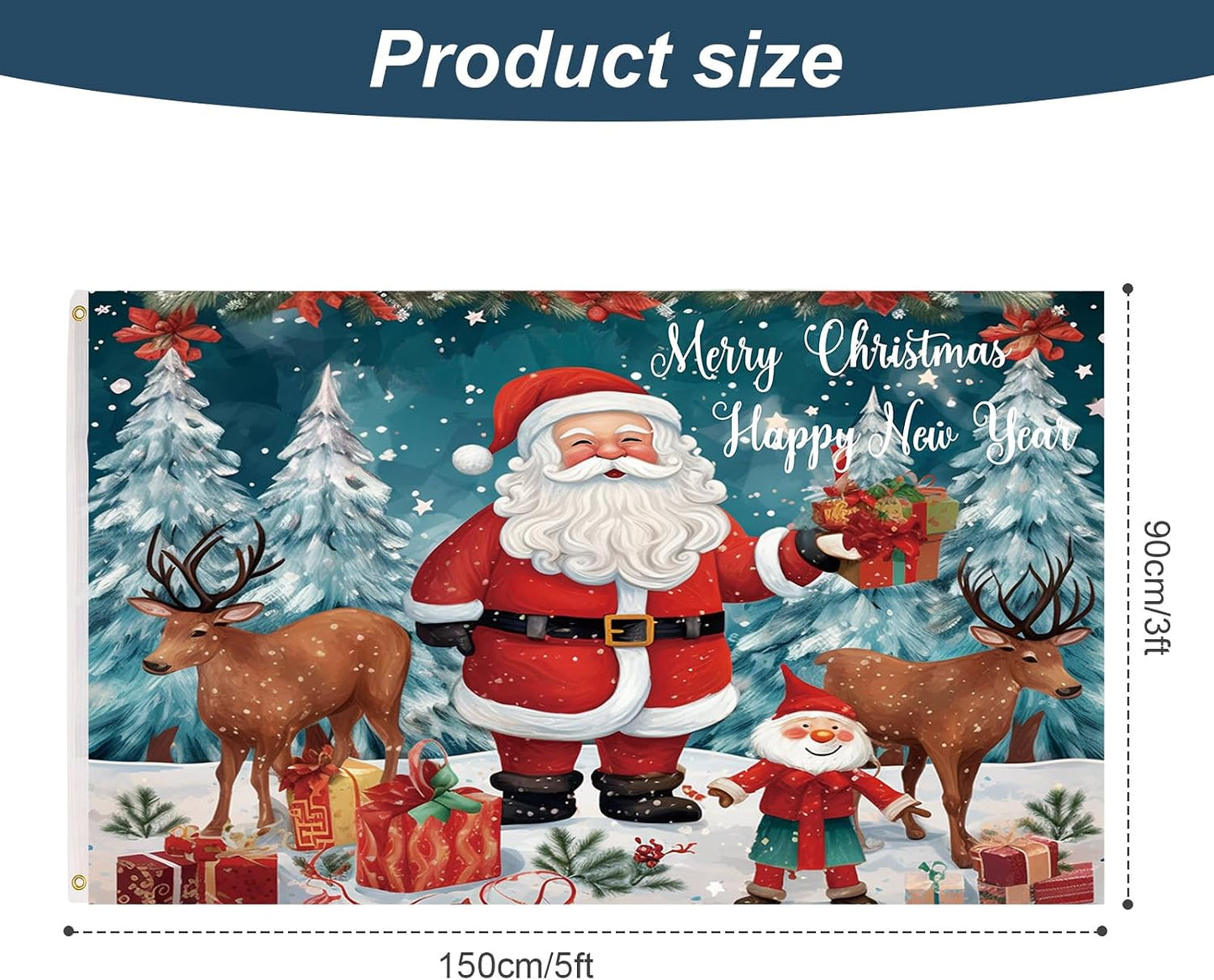 Bandera Navidad 3x5ft doble cara poliéster jardín patio