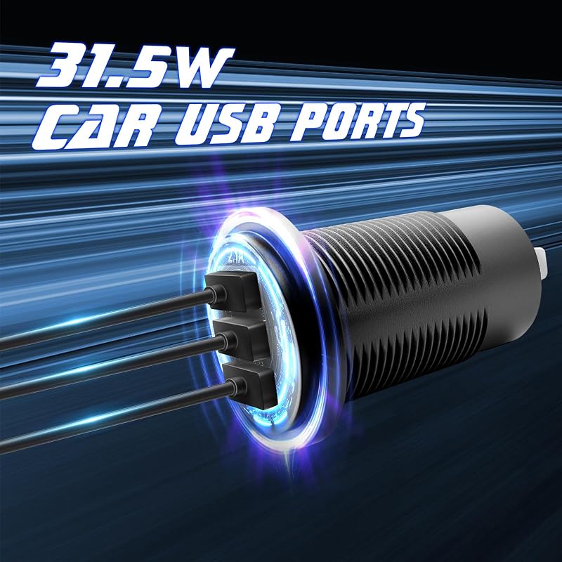 Cargador USB 12V 3 puertos para coche barco camión