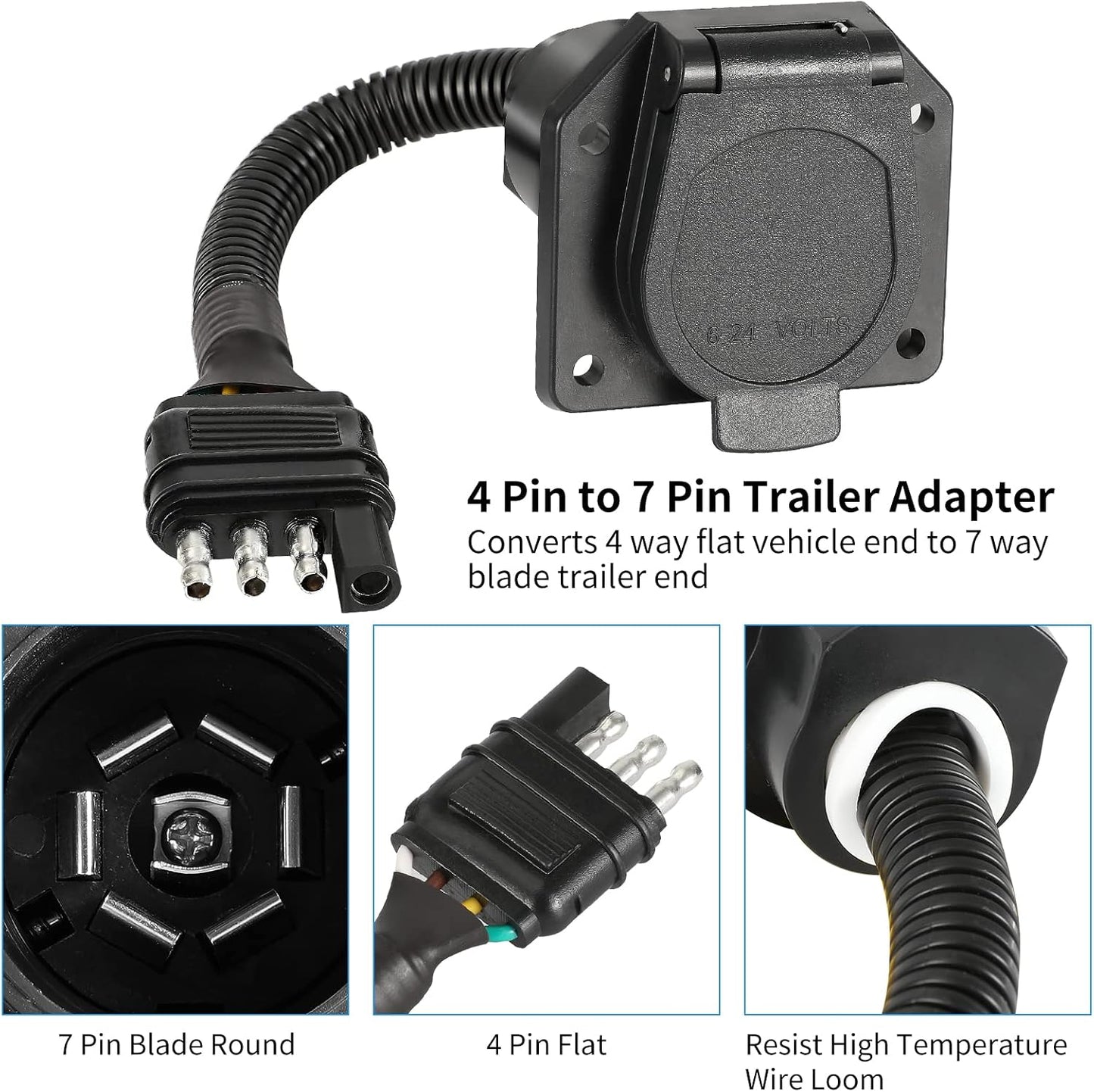 Adaptador remolque 4 vías a 7 vías con soporte