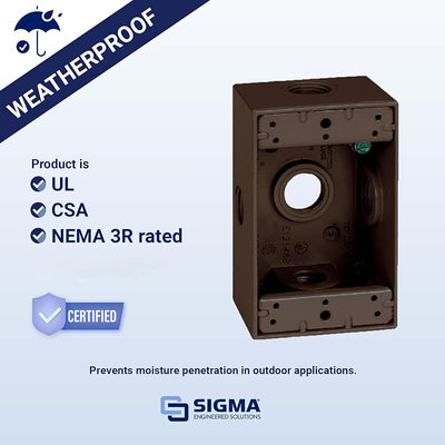 Caja eléctrica metal bronce 5 agujeros resistente intemperie