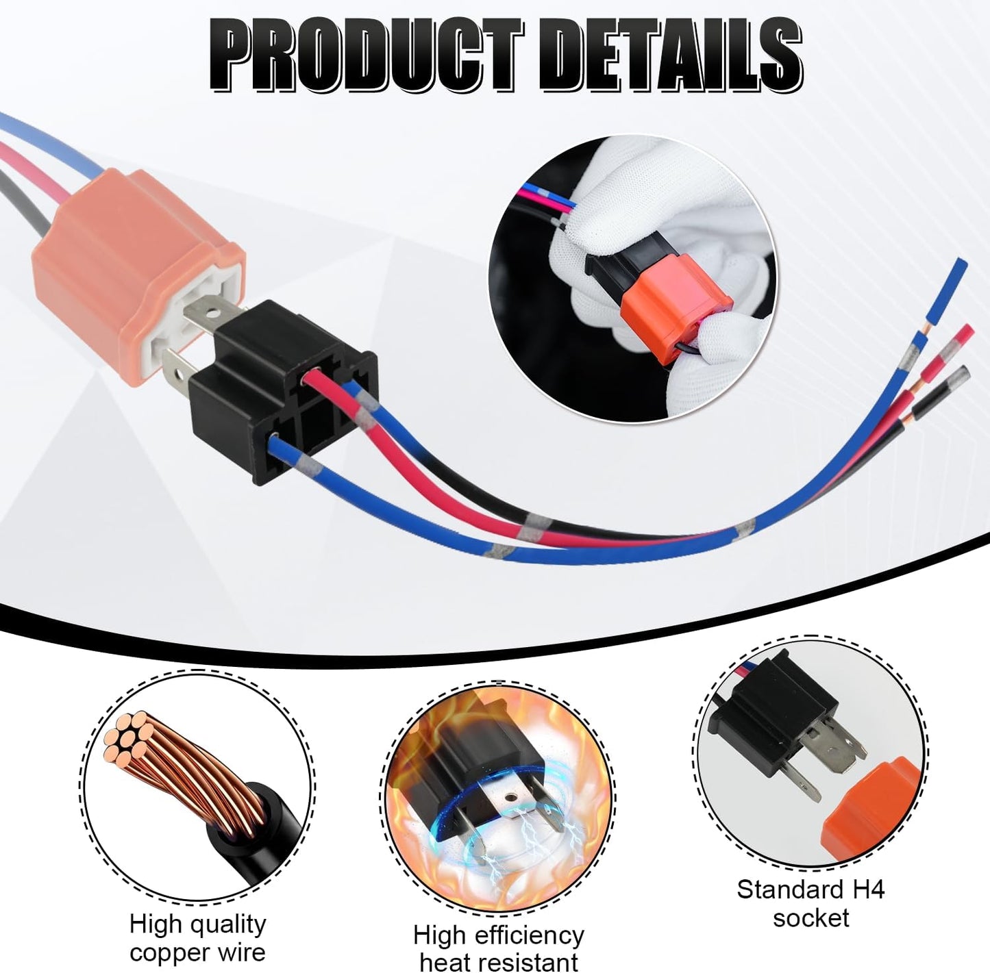 Adaptador nylon H4 9003 HB2 para faros y luces antiniebla