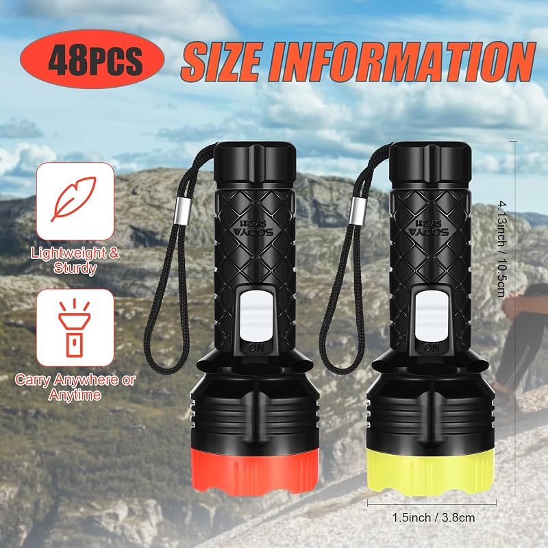 48 Linternas LED Mini con Cordón Color Surtido