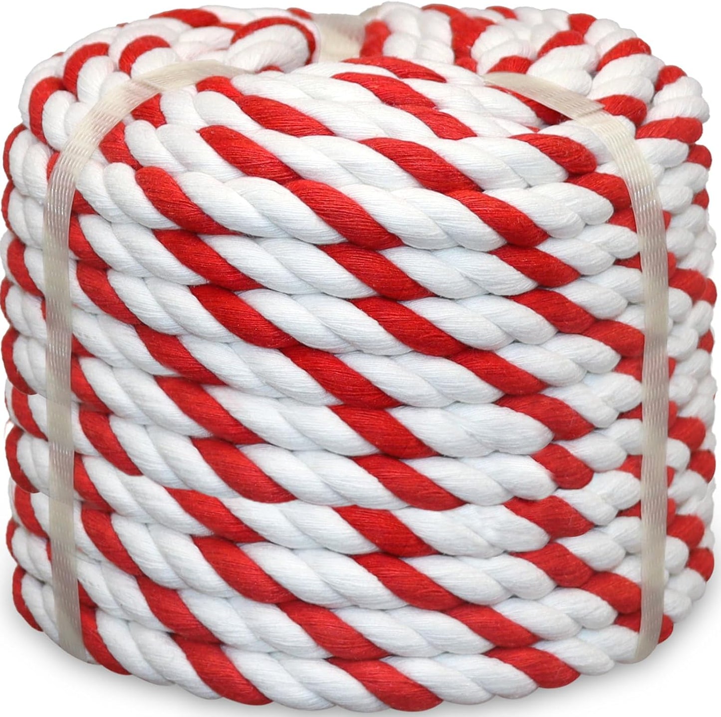 Cuerda algodón suave 1/2" x50ft roja y blanca