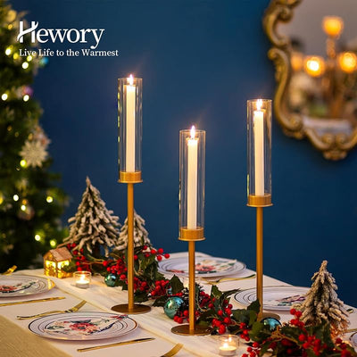 Candelabros dorados latón 12pzas forma cónica boda
