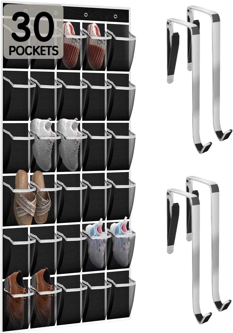 Organiz. zapatos puerta 30 bolsillos malla transpirable