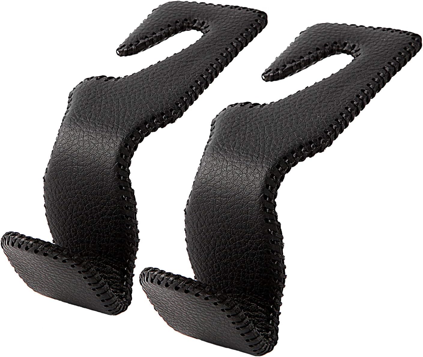 Ganchos cuero negro para reposacabezas y asiento trasero set 2