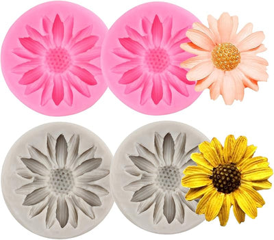 Moldes silicona girasol para fondant cupcakes y chocolate set 4