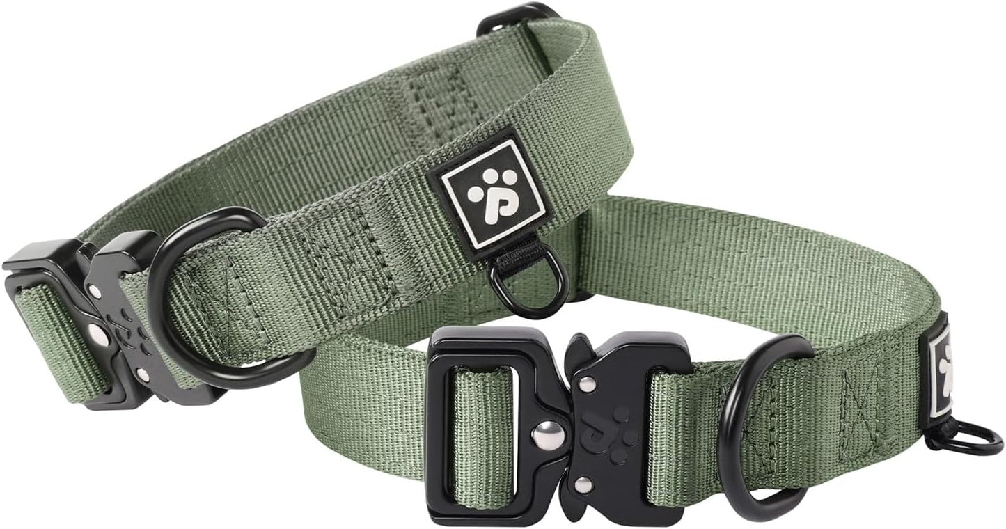 Collar táctico para perros XL de nylon con hebilla metal