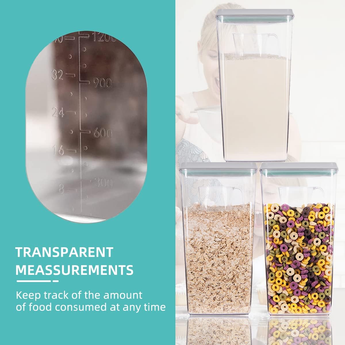 Envase hermético para cereal 3300ml con cucharón