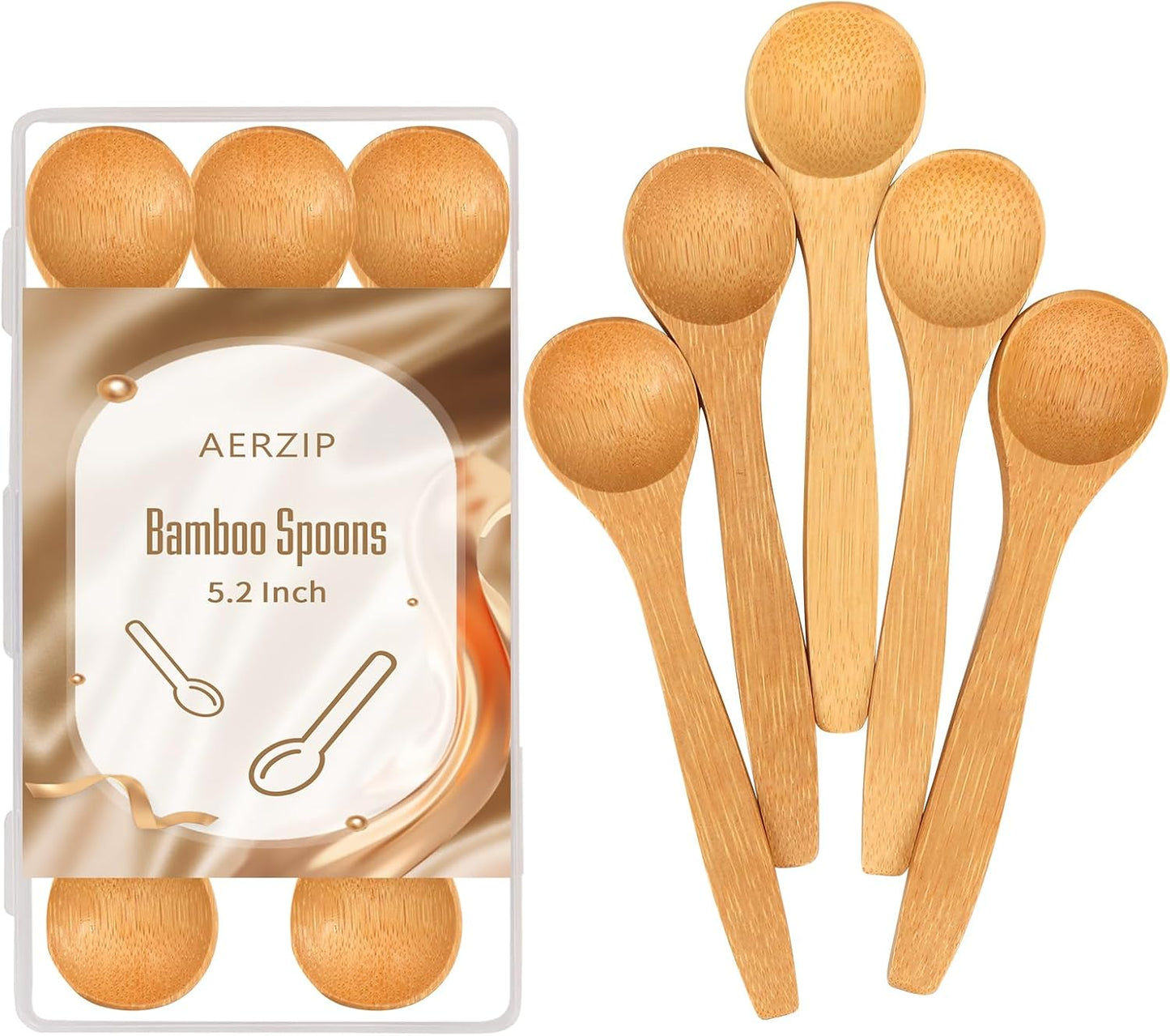 Cucharas bambú 5pulg para condimentos y té cocina