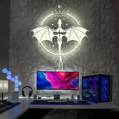 Letrero neón dragón LED regulable USB arte pared
