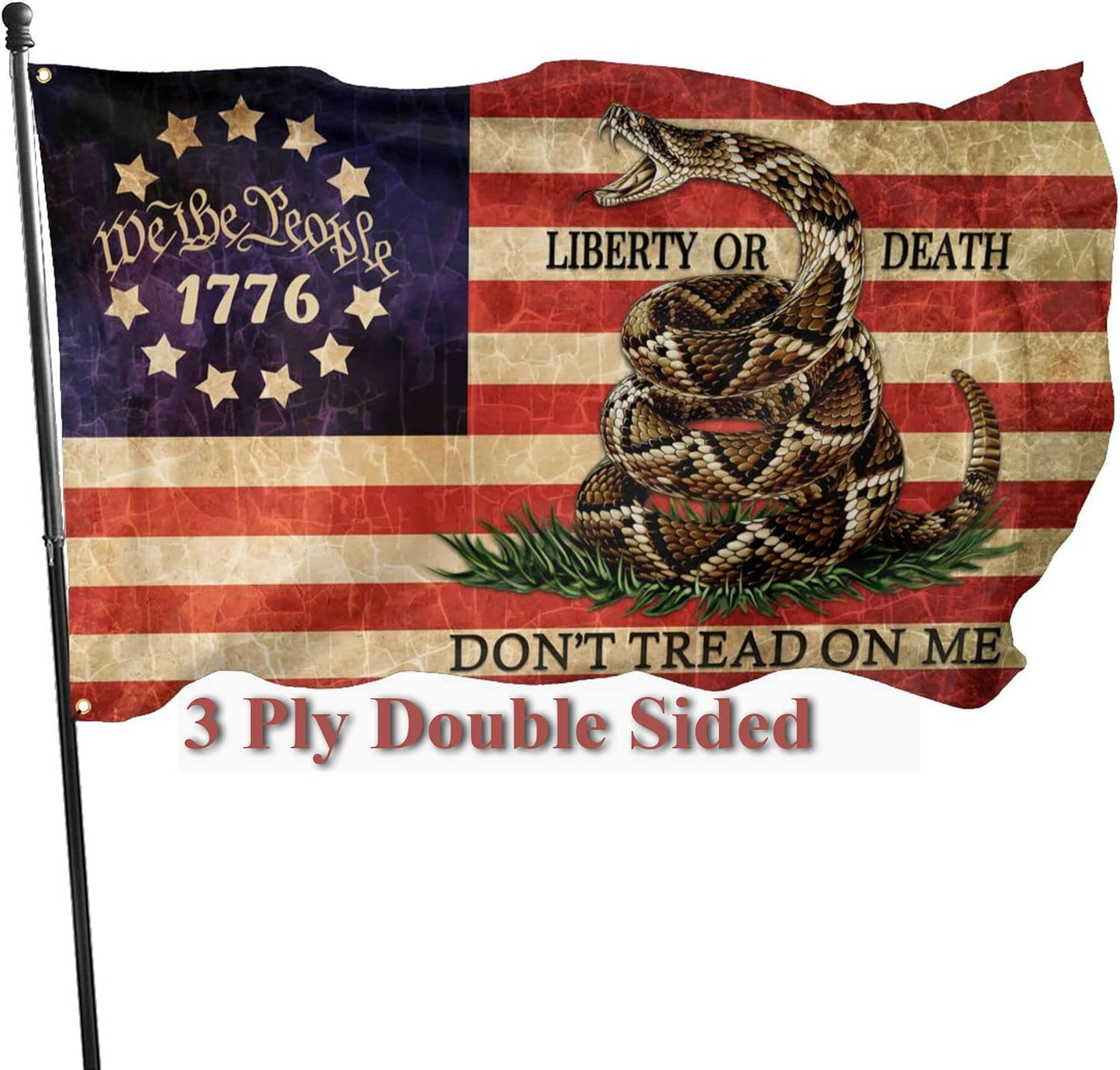 Bandera 3x5ft Dont Tread On Me 1776 poliéster doble cara