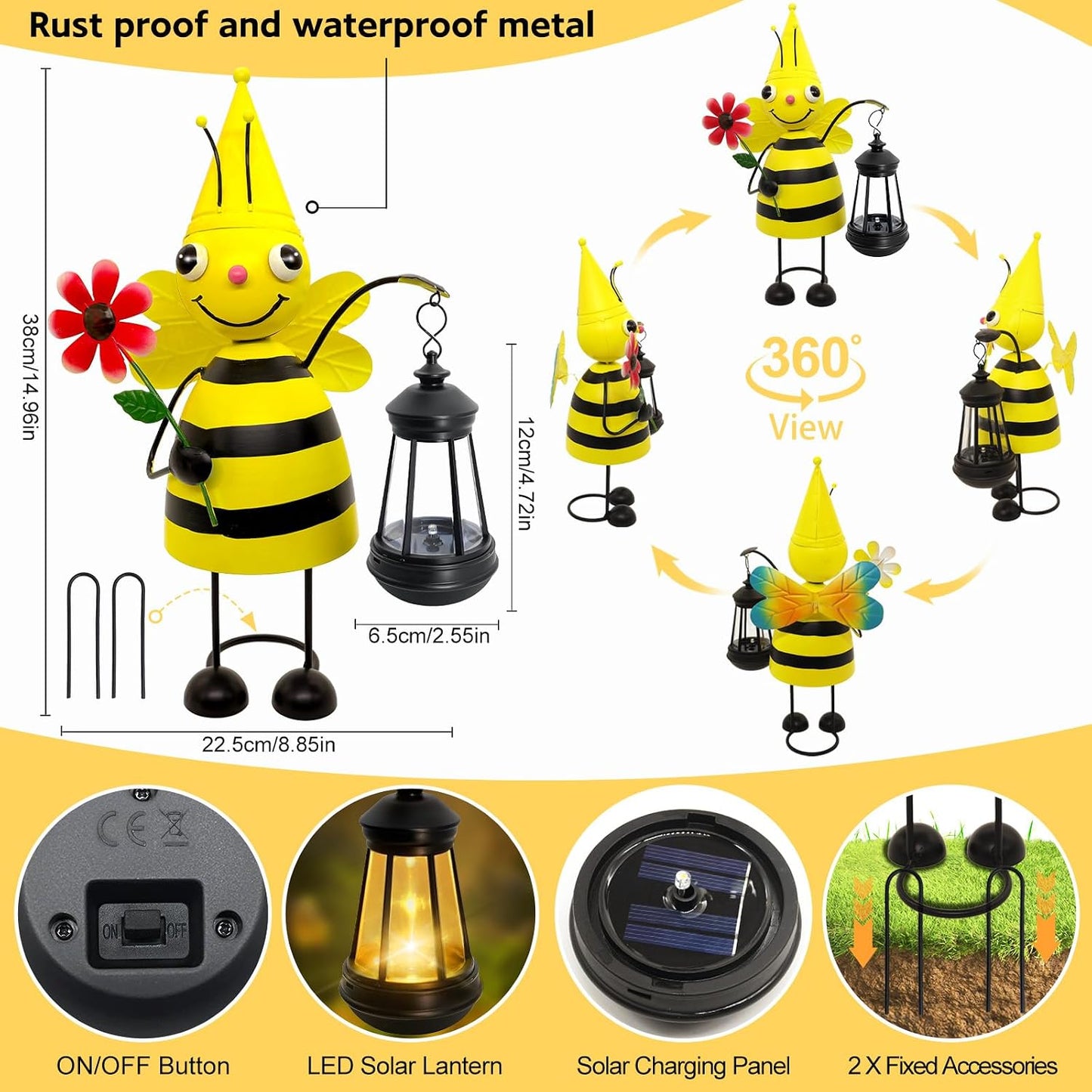 Estatuas solares de abeja para jardín regalo mamá abuela