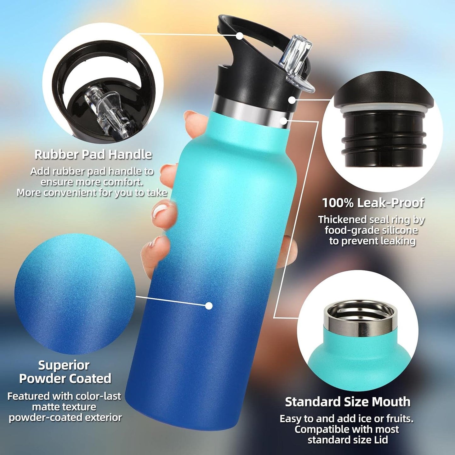 Botella agua acero inox 17oz con pajilla para niños