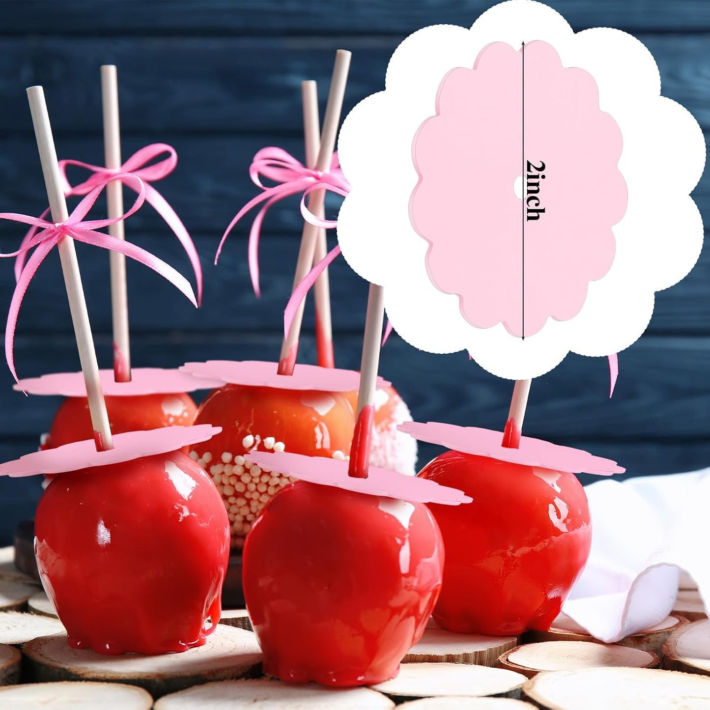 100 Tableros Festoneados Rosa 2pulg para Cupcakes