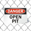 Cartel plástico danger open pit 7x10pulg