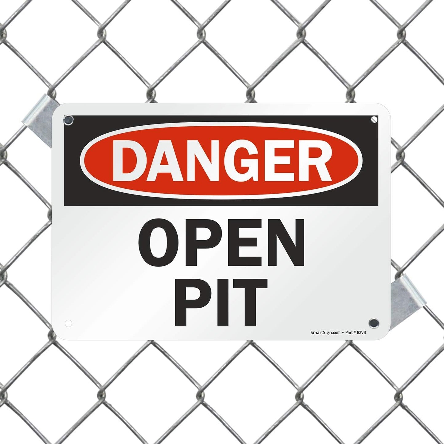 Cartel plástico danger open pit 7x10pulg