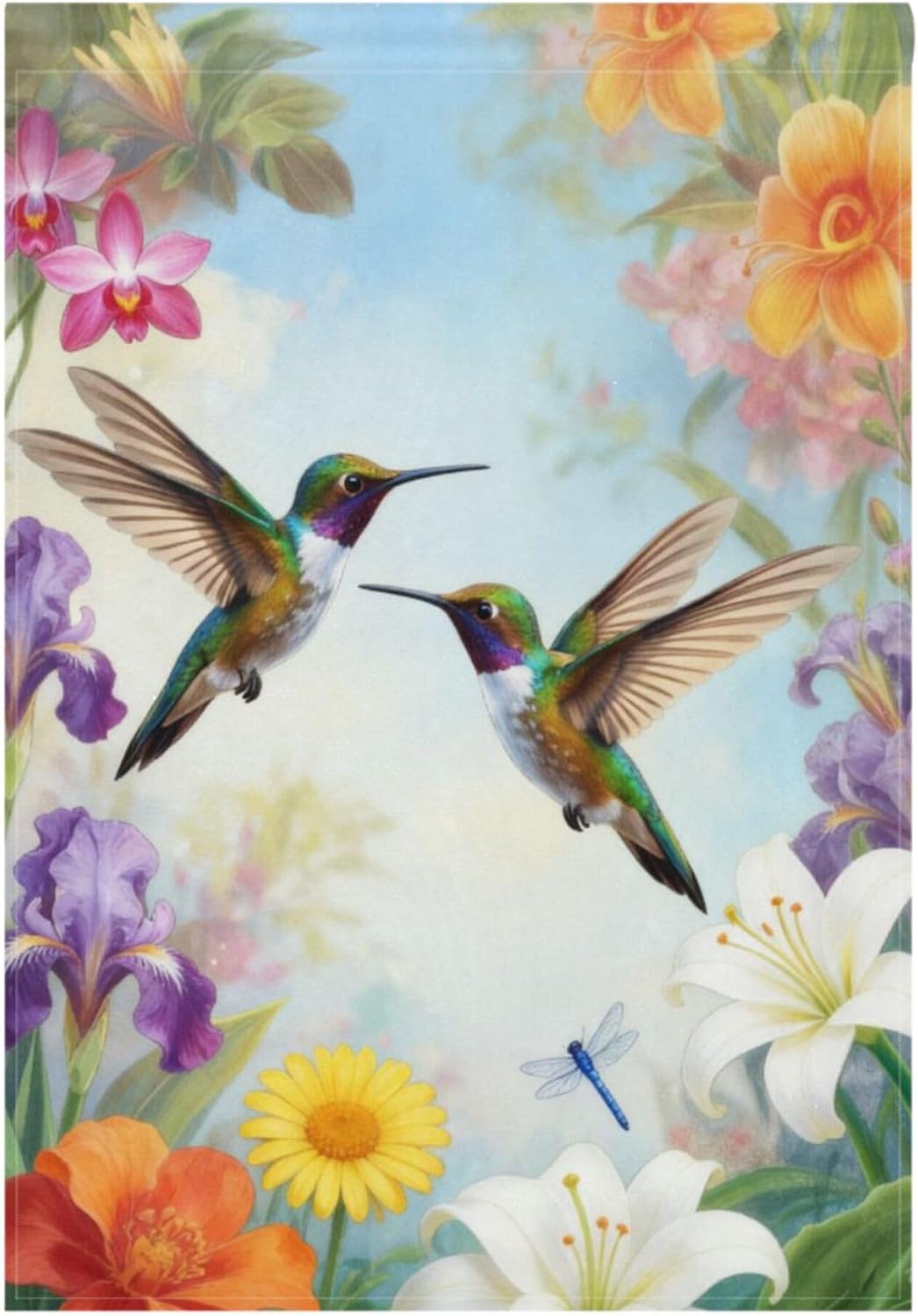 Bandera jardín 12x18" doble cara flores y pájaros