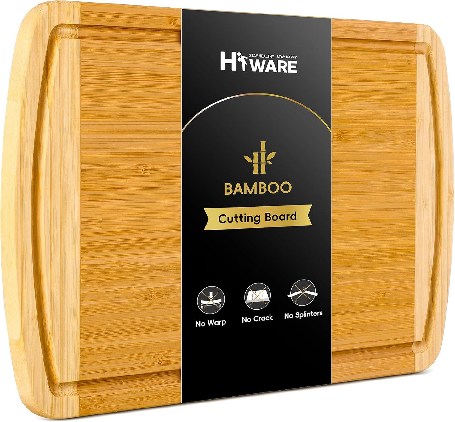 Tabla cortar bambú grande con asas ranura para cocina