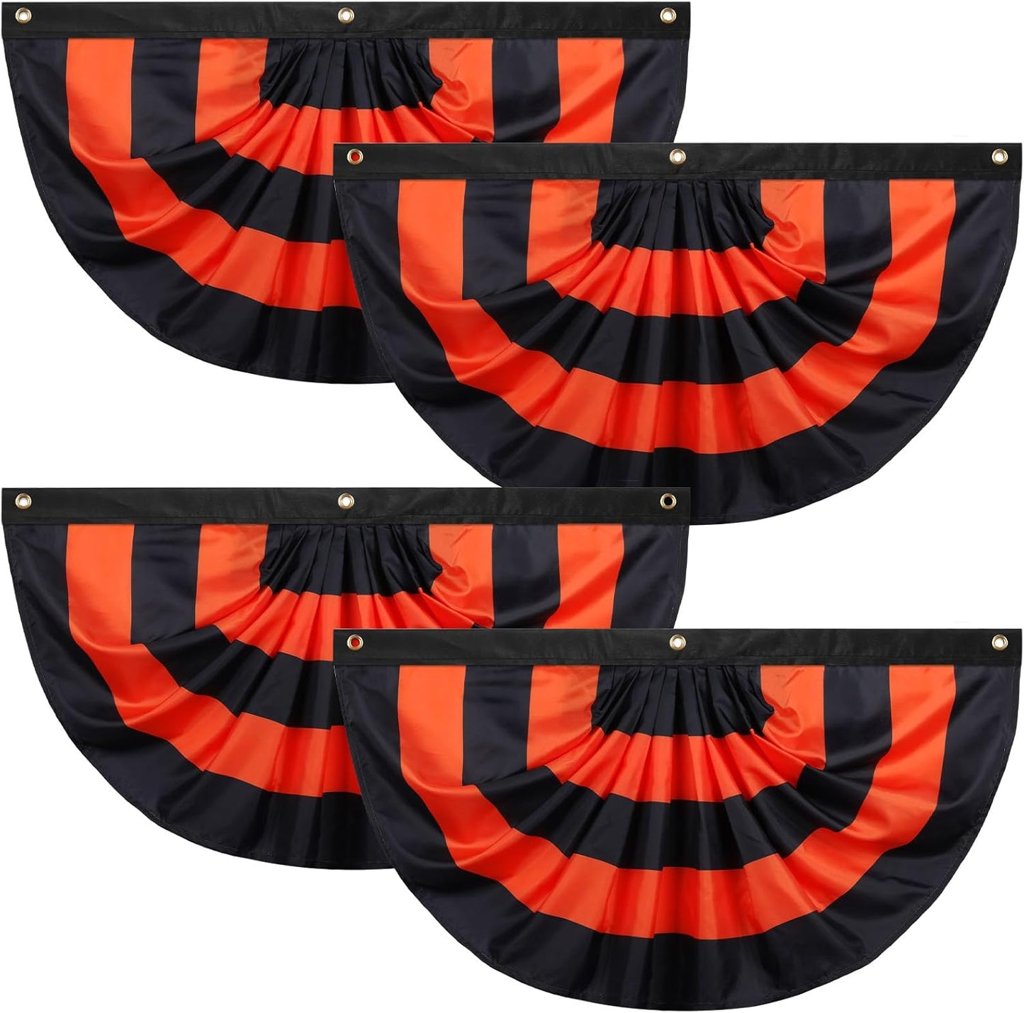 4 Banderas Halloween 3x1.5" 3 Ojales Negro Naranja