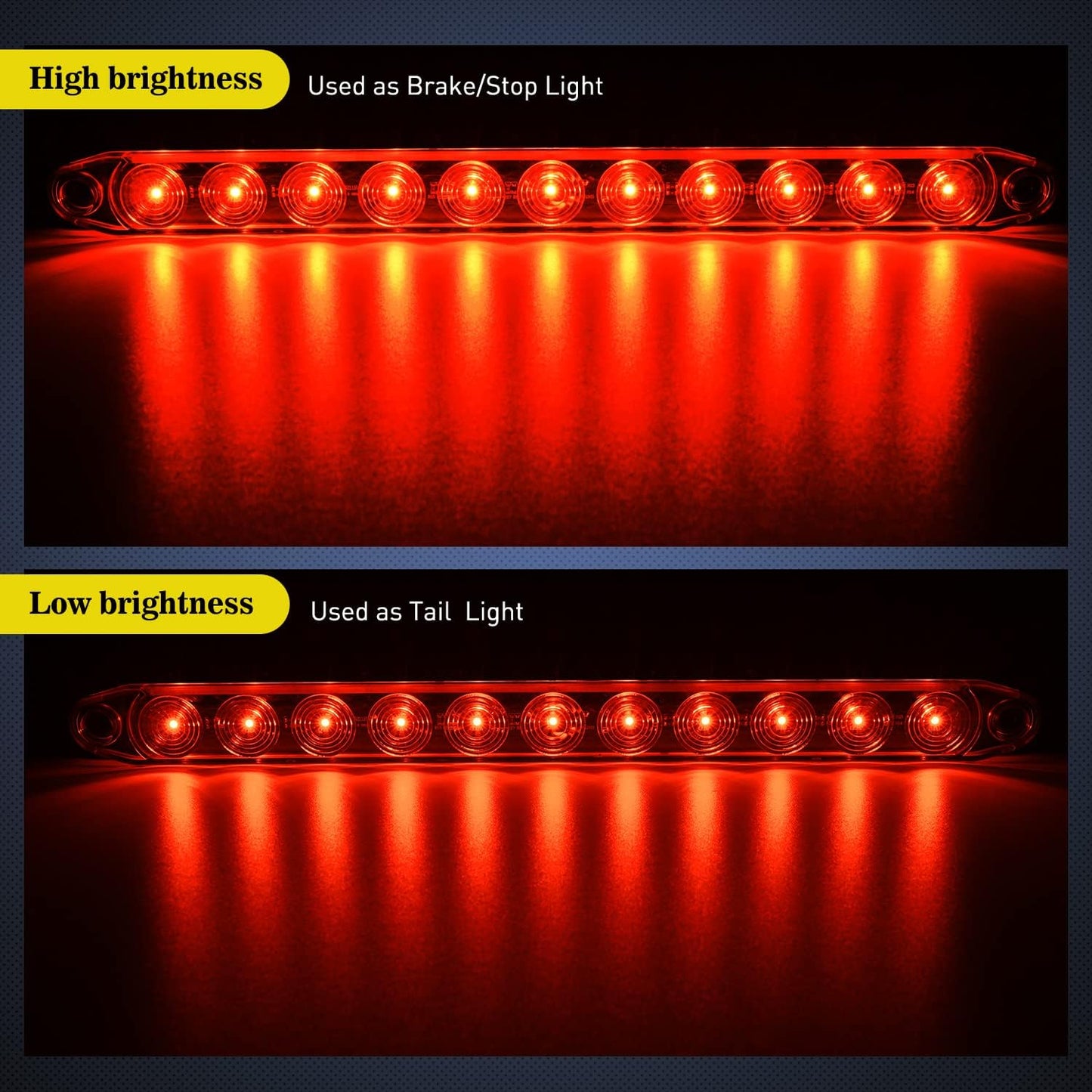 Barra luz remolque 16" 11LED rojo IP65 camión