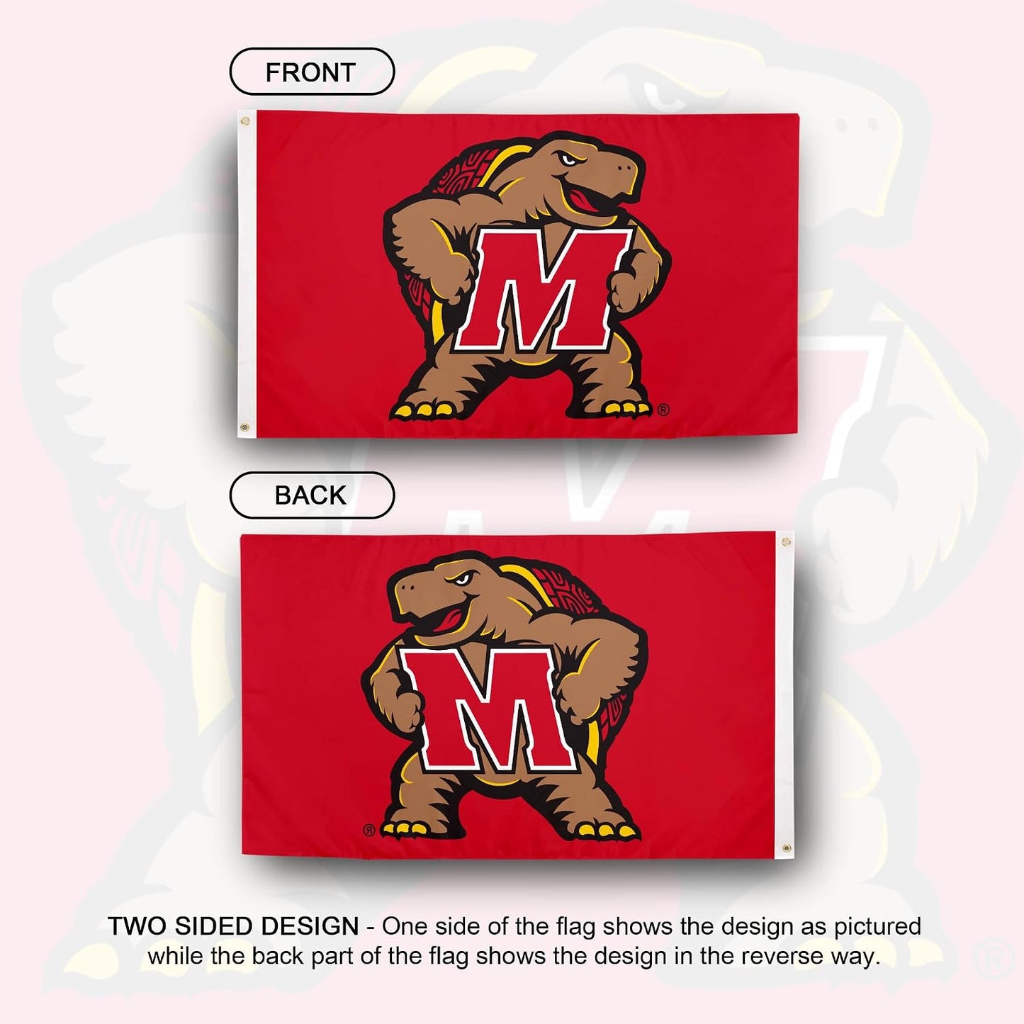Bandera UMD Terps 3x5ft 100% poliéster interiores y exteriores