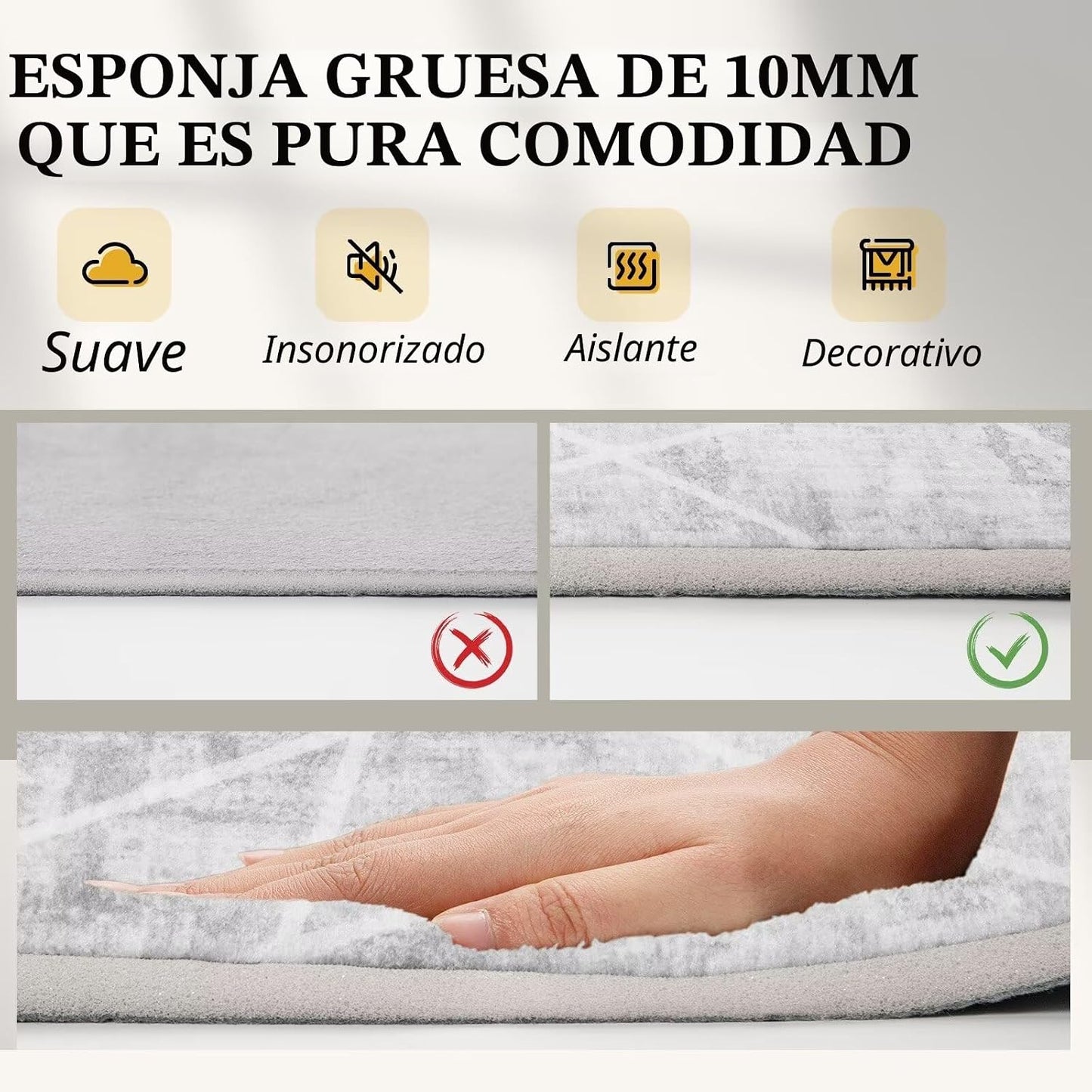 Alfombra Moderna 5x7 Espuma 10mm Sala Dormitorio